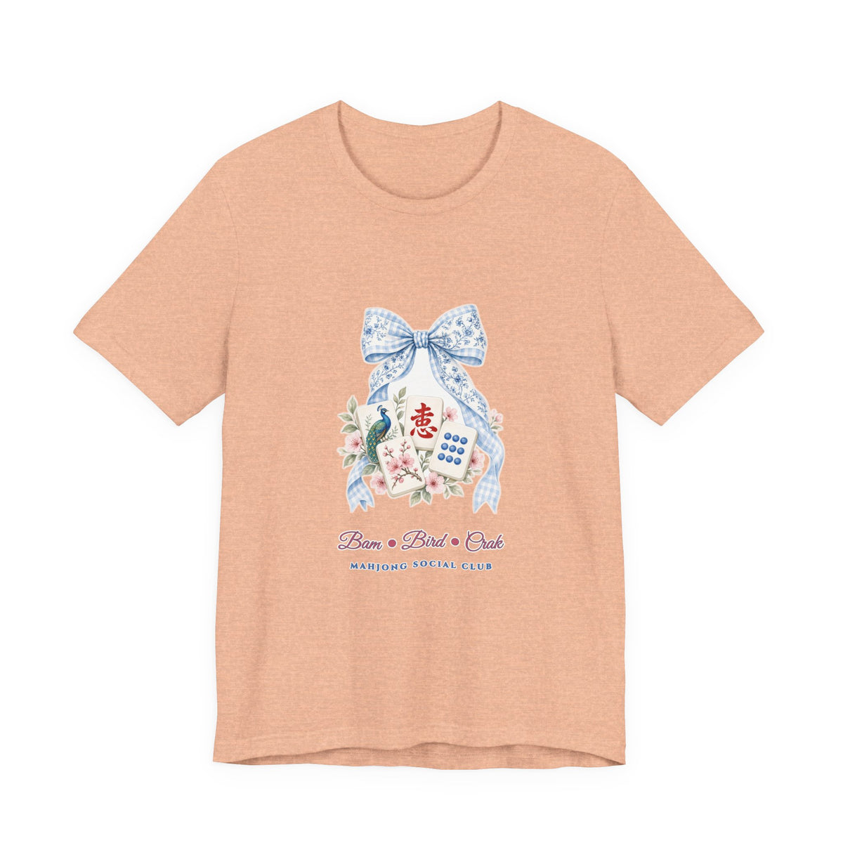 Pastel Coquette Bow & Lucky Mahjong Tiles Shirt | Chinoiserie Bam Bird Crak Social Club Bella+Canvas 3001 Tee