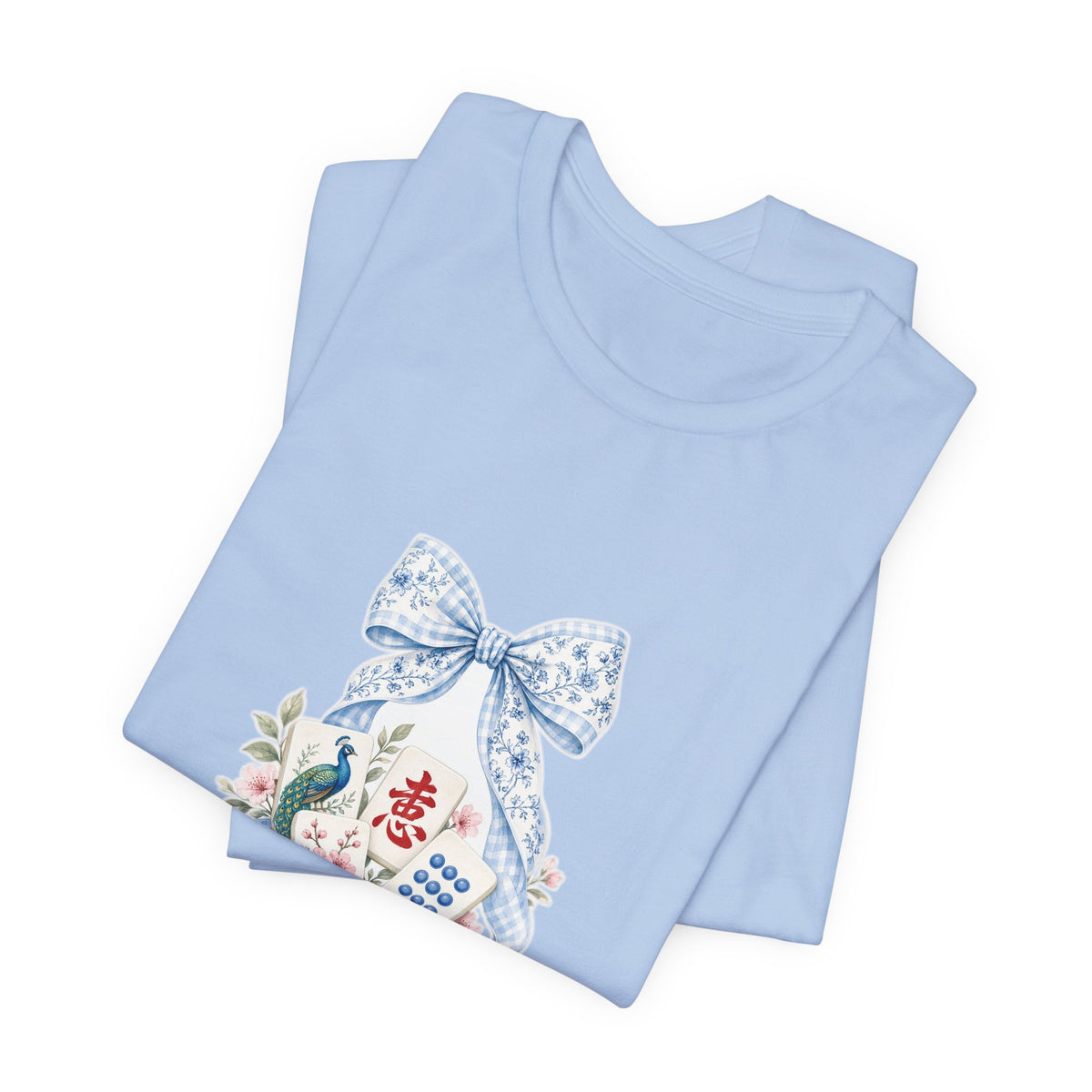 Pastel Coquette Bow & Lucky Mahjong Tiles Shirt | Chinoiserie Bam Bird Crak Social Club Bella+Canvas 3001 Tee