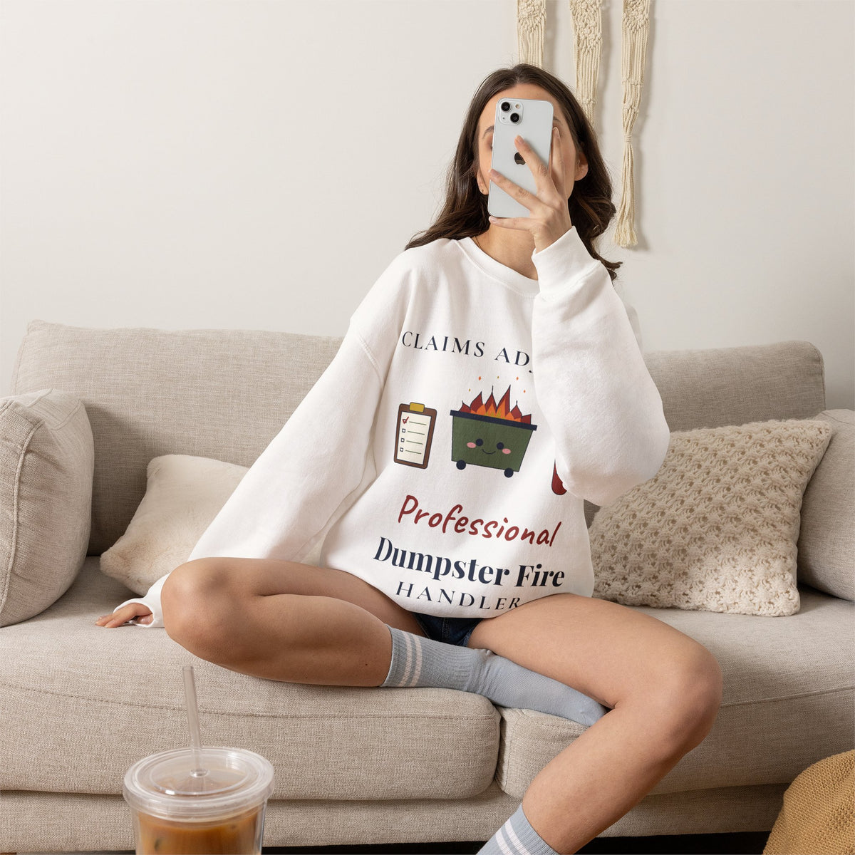 Funny Claims Adjuster Sweatshirt, Professional Dumpster Fire Handler, Insurance Adjuster Gift Crewneck