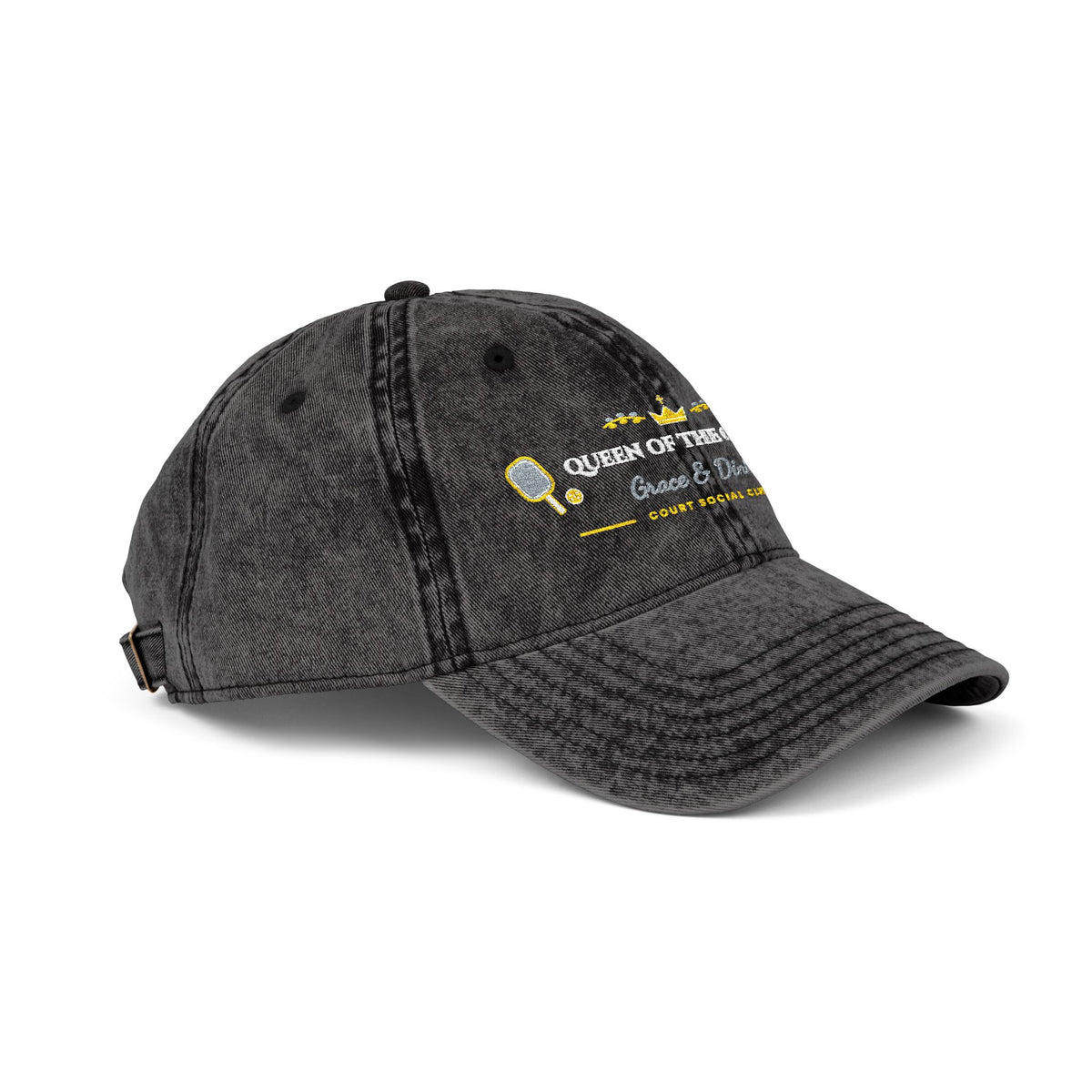 "Queen of the Court • Grace & Dinks" Embroidered Vintage Washed Cap | Women's Preppy Pickleball Club Baseball Hat