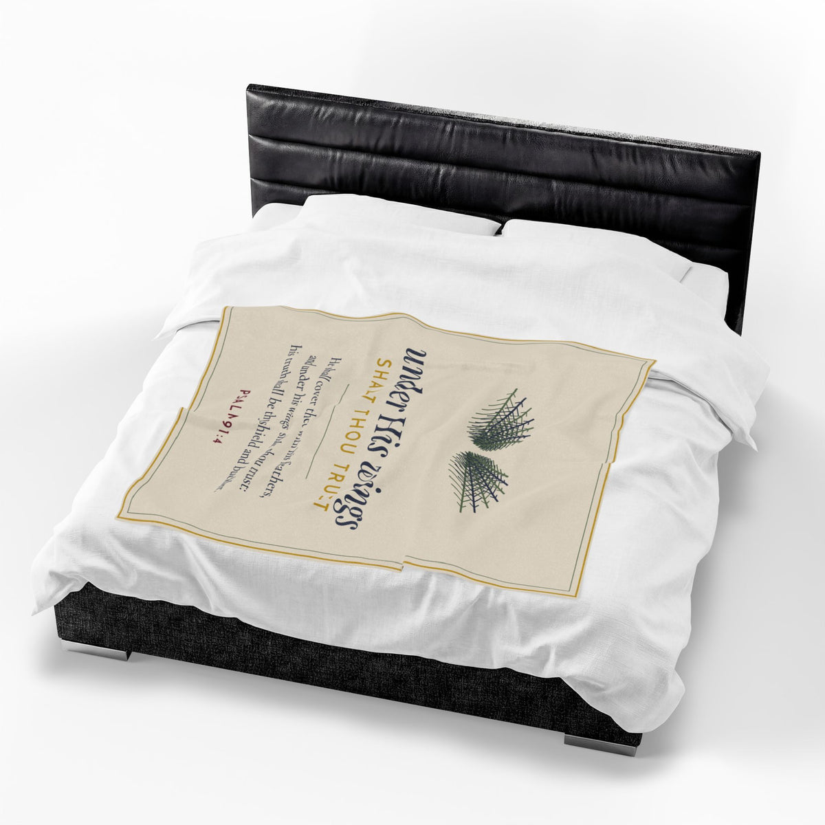 Under His Wings Blanket | Psalm 91:4 KJV Throw | Christian Scripture Plush Blanket Gift