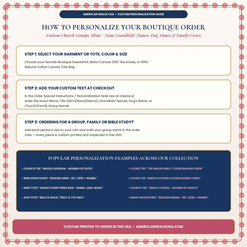 How to Personalize Your Custom AmericanGraceUSA Order Guide Card