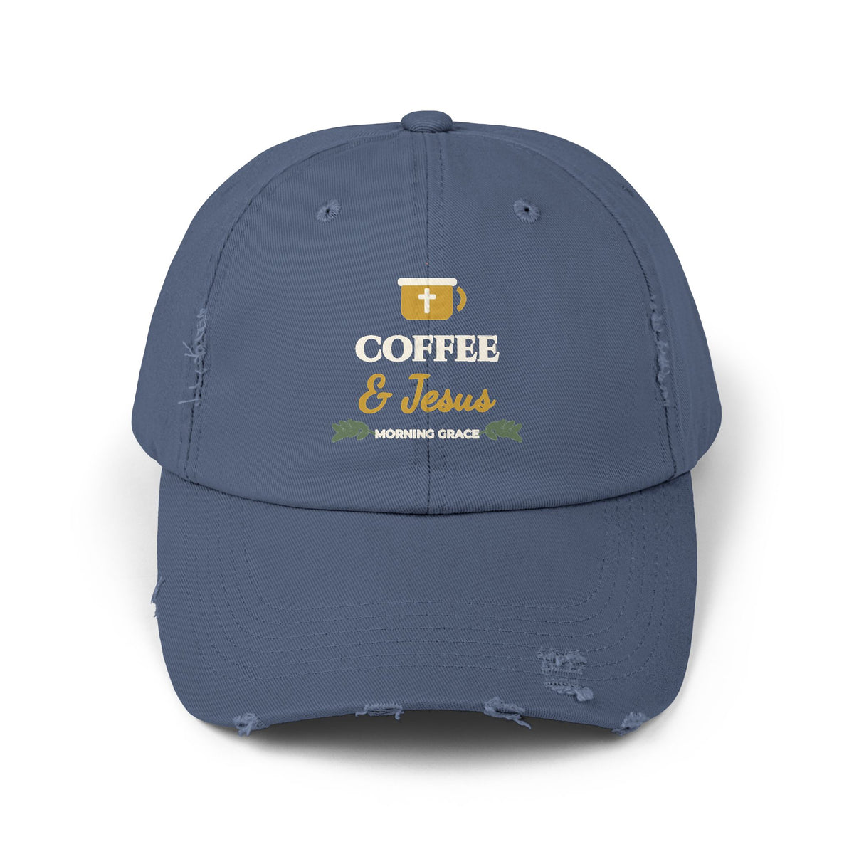 Coffee & Jesus Distressed Cotton Dad Cap | Morning Grace Printed Women's Baseball Hat