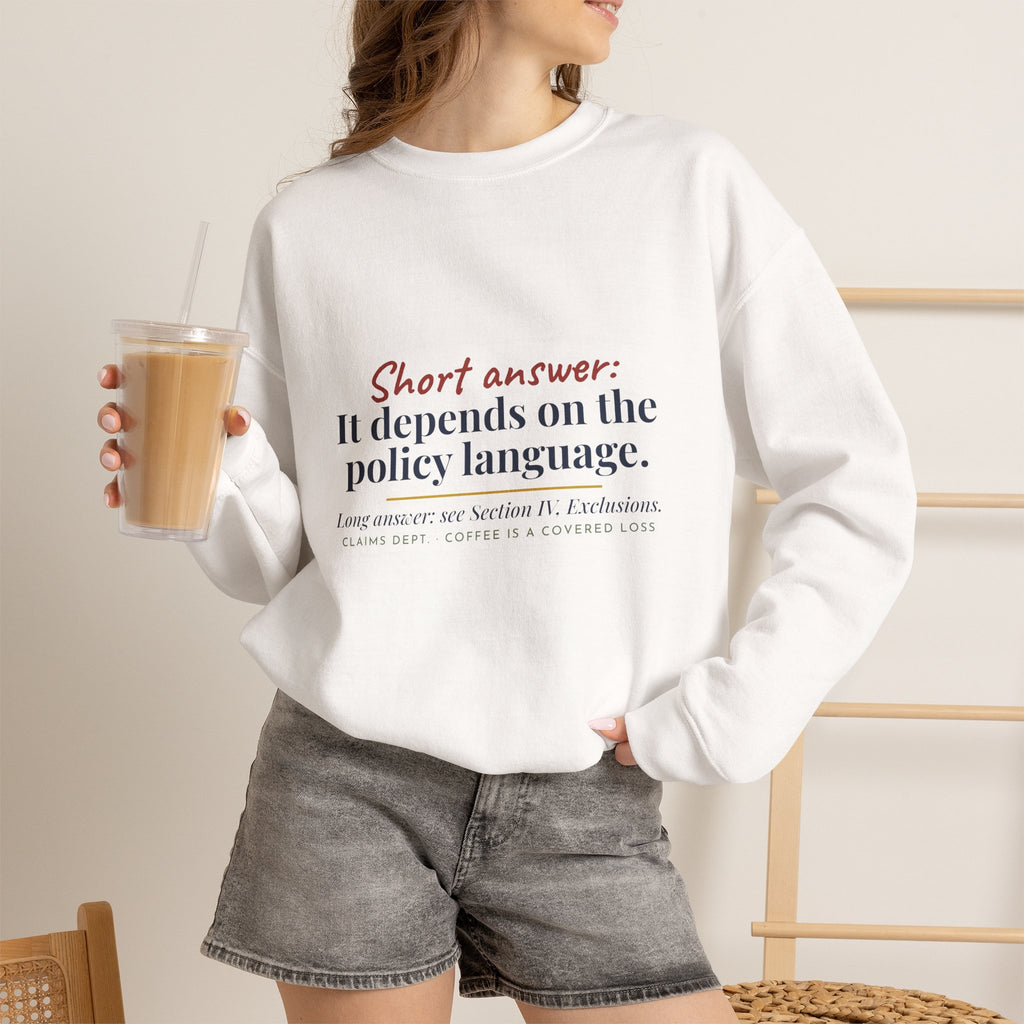 It Depends on the Policy Language Sweatshirt — Bella+Canvas 3901 Unisex Sponge Fleece Crewneck Sweatshirt Mockup 4