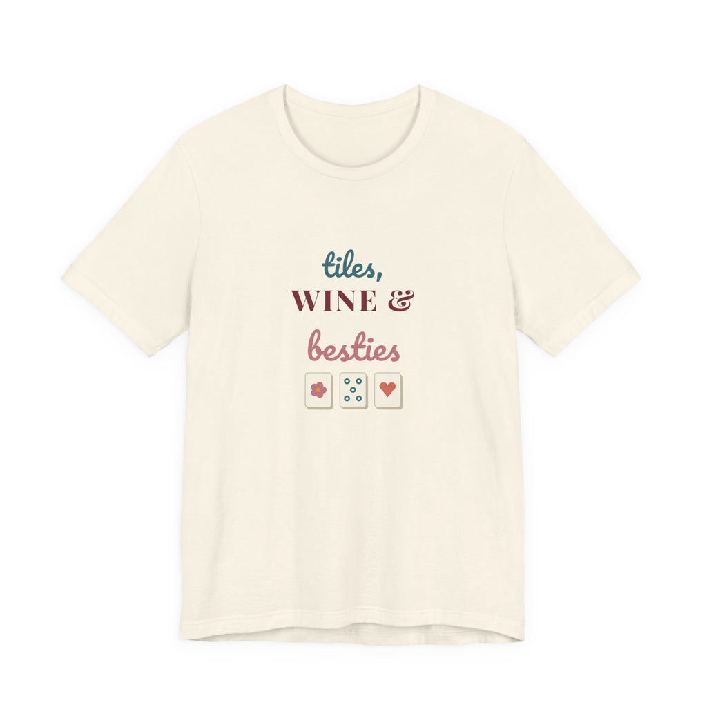 Tiles, Wine & Besties Shirt | Mahjong Game Night Tee | Mahjong Lover Gift