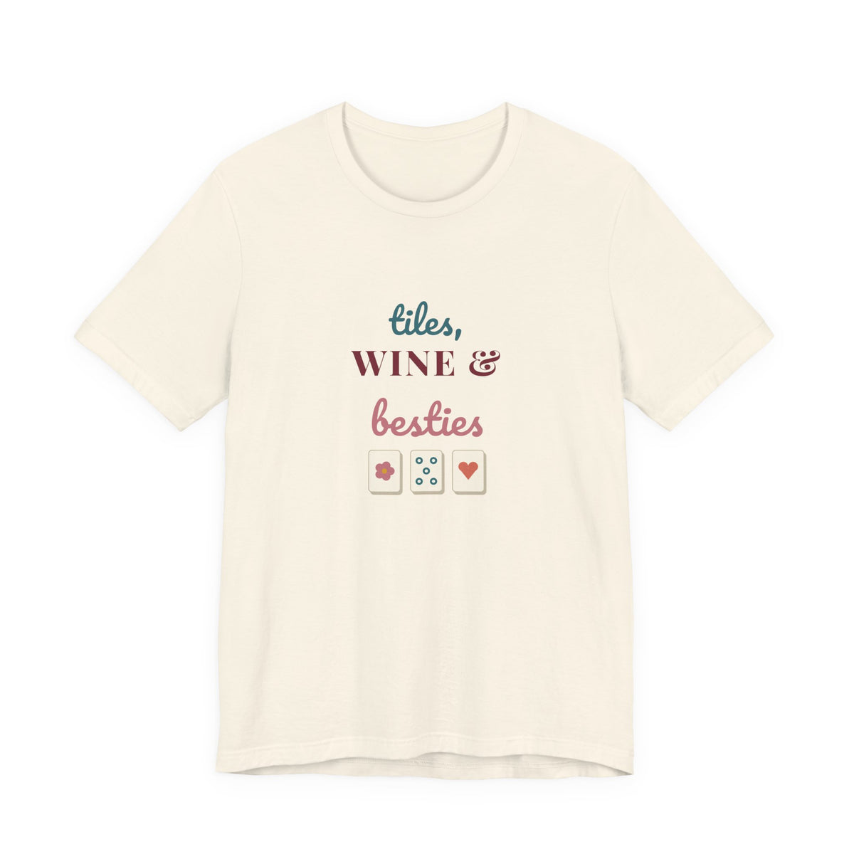 Tiles, Wine & Besties Shirt | Mahjong Game Night Tee | Mahjong Lover Gift