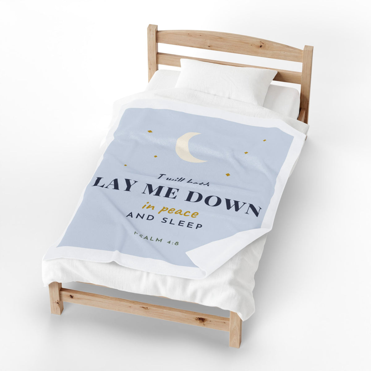 Lay Me Down in Peace Blanket | Psalm 4:8 KJV Throw | Christian Bedtime Scripture Blanket