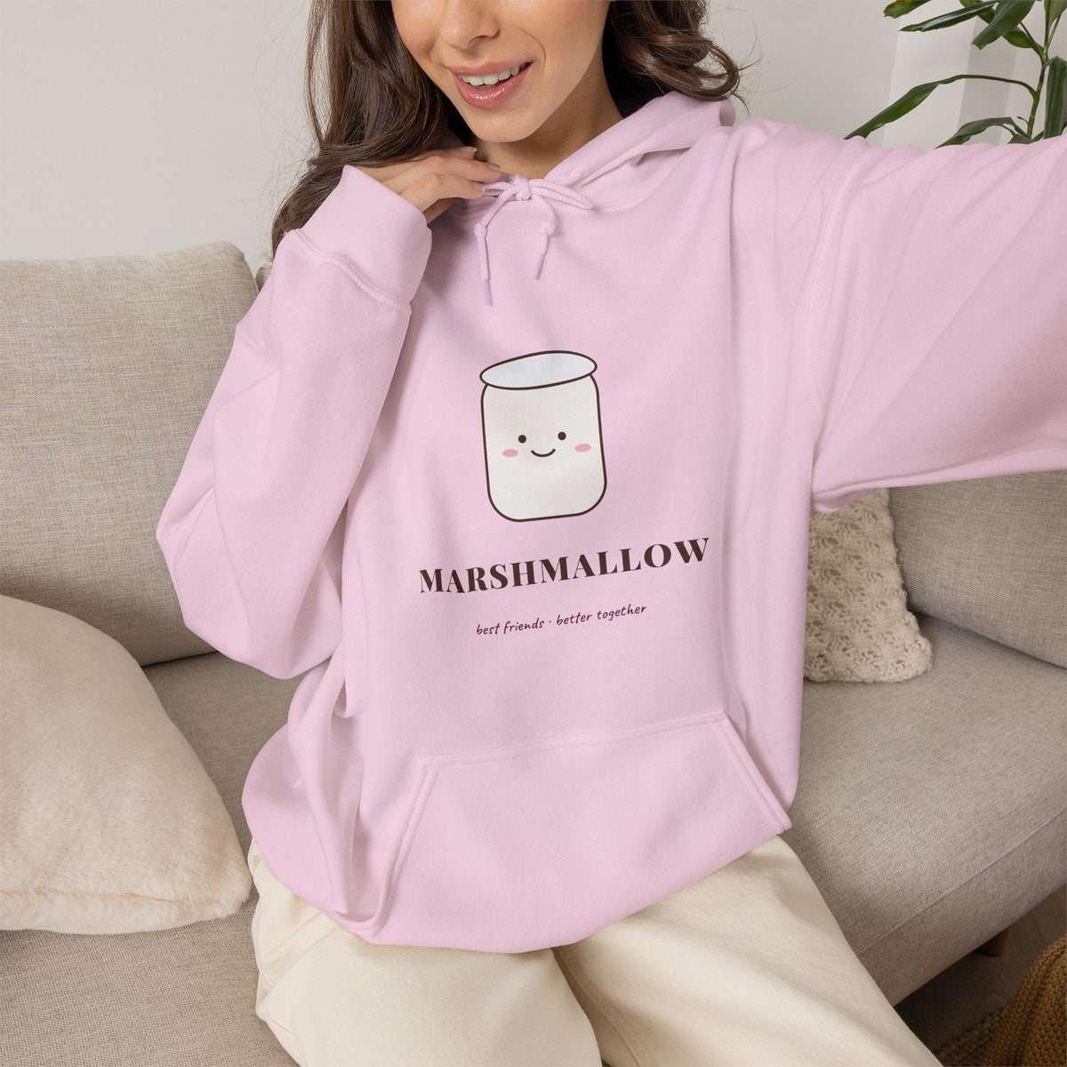 Cocoa and Marshmallow Matching Best Friend Hoodies, Marshmallow Hoodie, Cute Christmas Bestie Gift, BFF Matching Hoodie