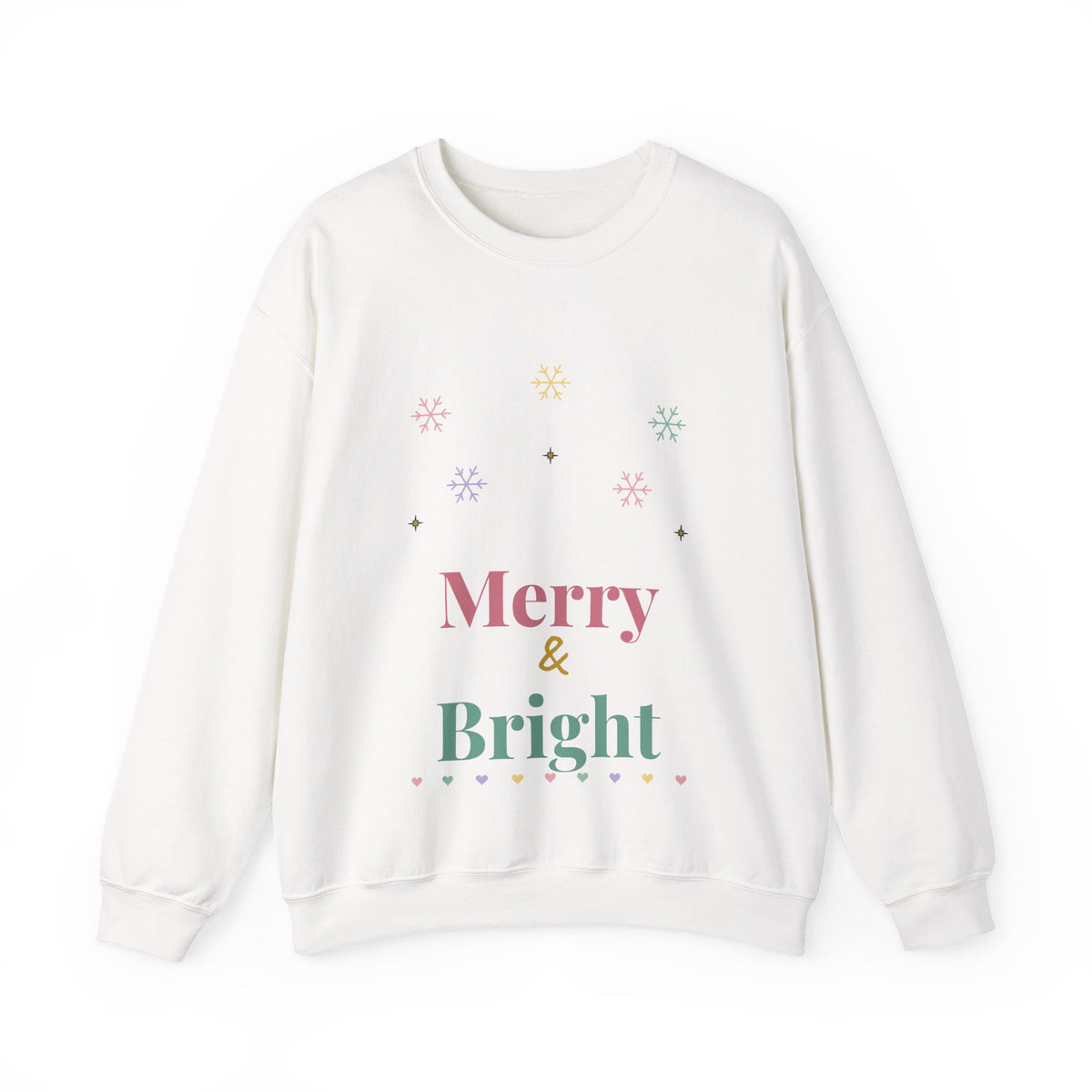 Merry and Bright Christmas Sweatshirt, Pastel Retro Holiday Crewneck for Women, Cute Christmas Sweater Gift