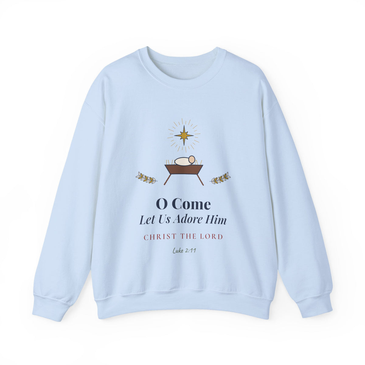 Christian Christmas Sweatshirt, O Come Let Us Adore Him, Religious Nativity Crewneck, Jesus Christmas Gift for Women