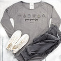 Grace Peace Joy Women's Featherweight French Terry Raglan Pullover White Shiplap Outfit Flat-Lay Hero | American Grace USA