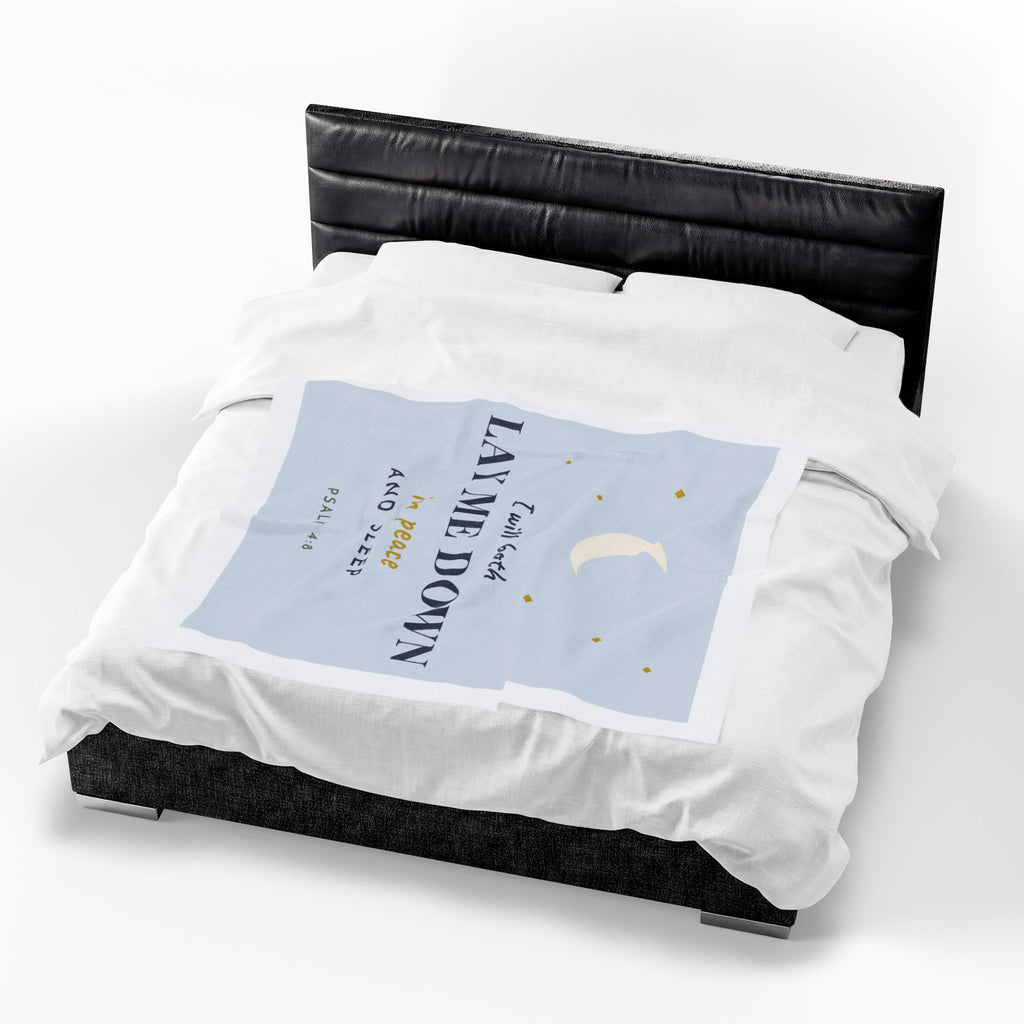 Lay Me Down in Peace Blanket | Psalm 4:8 KJV Throw | Christian Bedtime Scripture Blanket