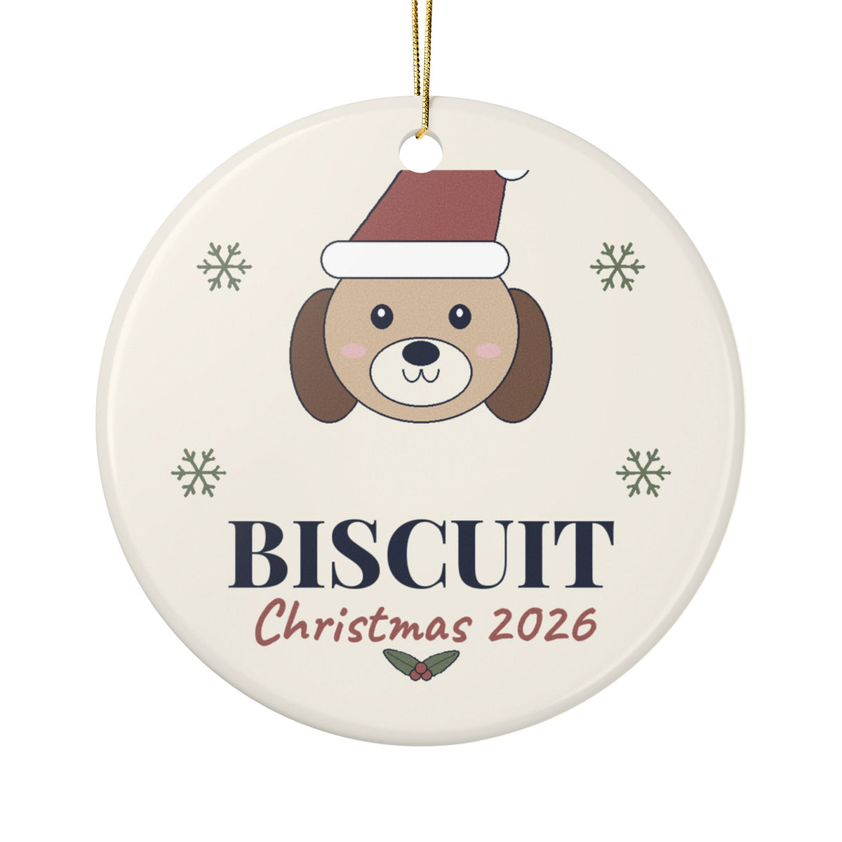 Personalized Dog Ornament 2026, Custom Pet Name Christmas Ornament, Santa Hat Pet Keepsake, Dog Mom Stocking Stuffer