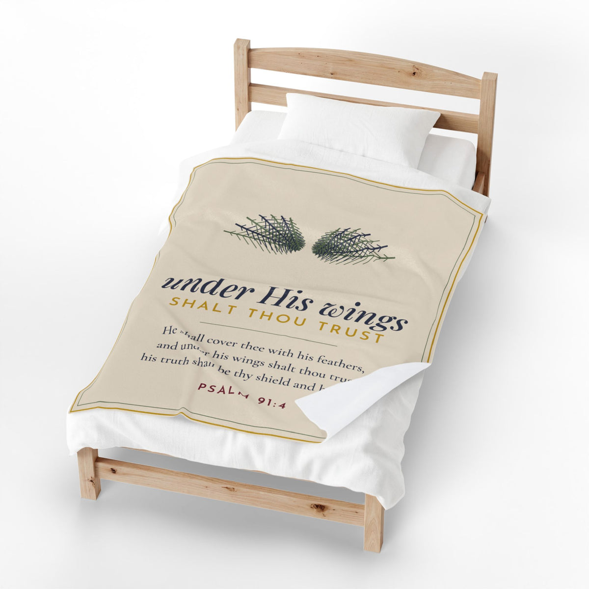 Under His Wings Blanket | Psalm 91:4 KJV Throw | Christian Scripture Plush Blanket Gift