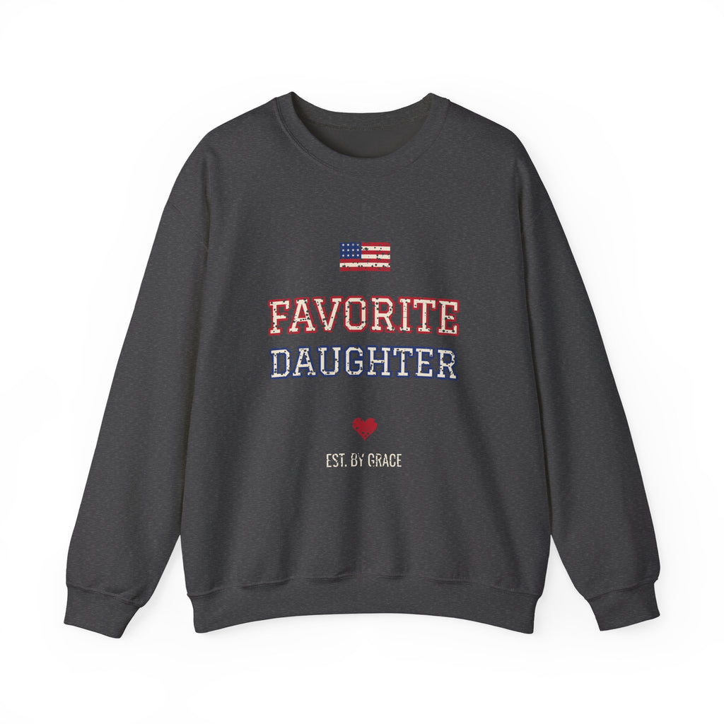 Favorite Daughter Sweatshirt, Varsity Letter Crewneck, Patriotic Daughter Gift, Flag Heart Shirt, Christmas Gift for Daughter