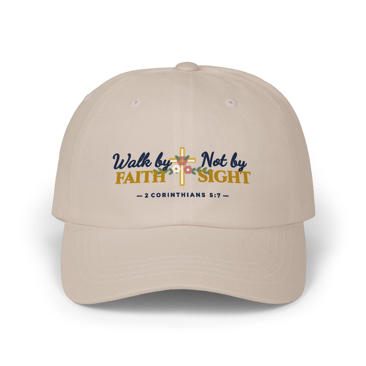 Walk By Faith Floral Cross Classic Dad Cap | 2 Corinthians 5:7 Printed Women's Baseball Hat