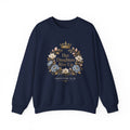 Her Daughters Rise Up Proverbs 31:28 Crewneck Sweatshirt | Mother Daughter Matching Christian Sweatshirt, Navy Gold Floral Wreath