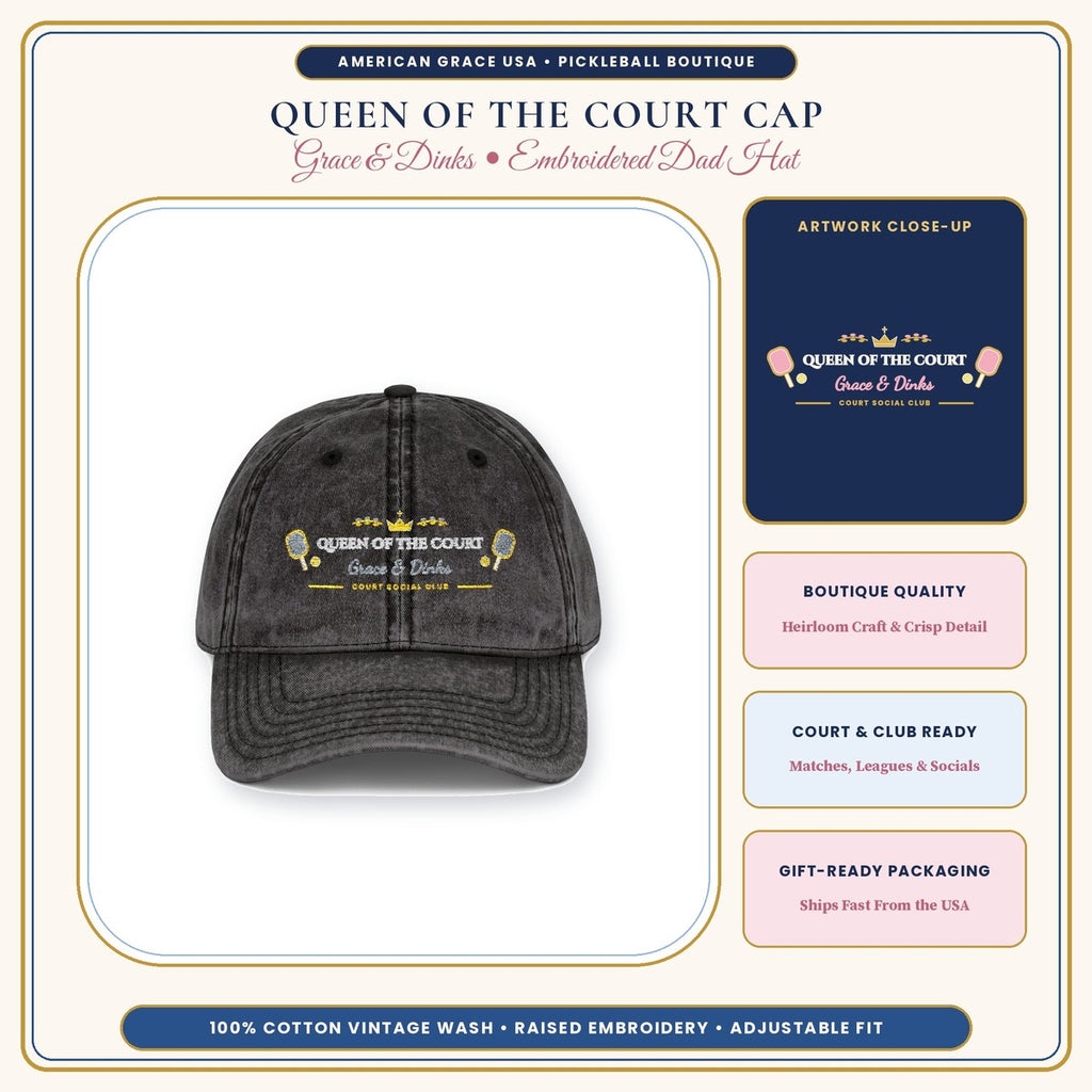 Queen of the Court Embroidered Pickleball Cap Boutique Hero Card