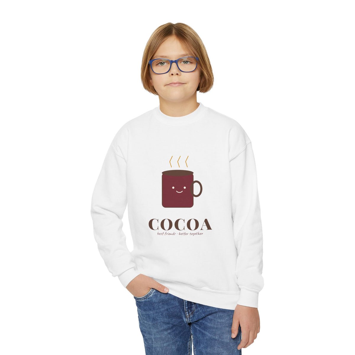 Youth Cocoa and Marshmallow Sweatshirt | Kids Matching Best Friend Crewneck | Mommy and Me Christmas