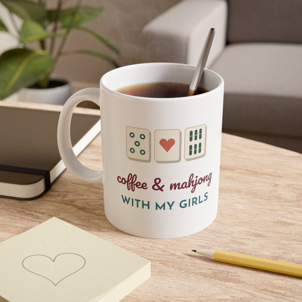 Coffee & Mahjong Mug | Mahjong Lover Gift | Game Night Coffee Cup