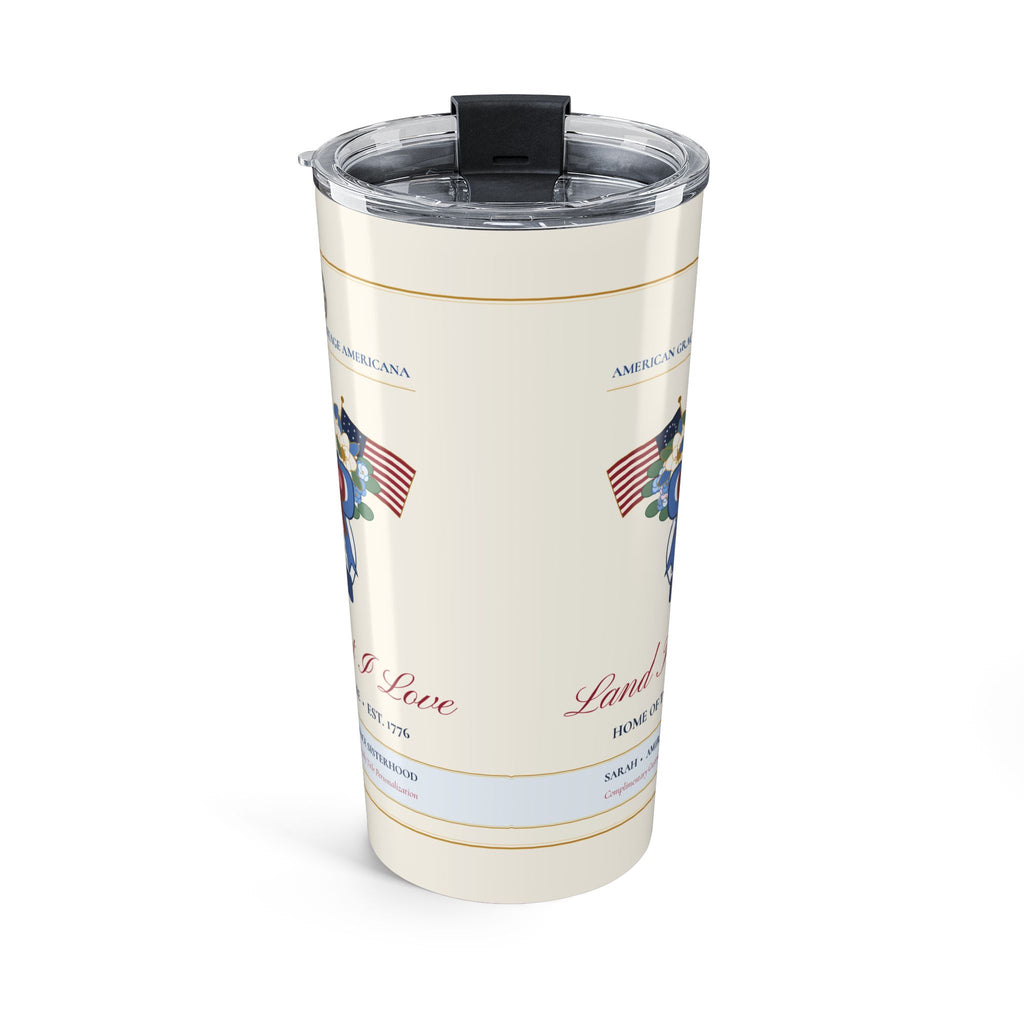 Personalized "American Grace • Land That I Love" Chinoiserie Ginger-Jar & Flag 20oz Stainless Travel Tumbler