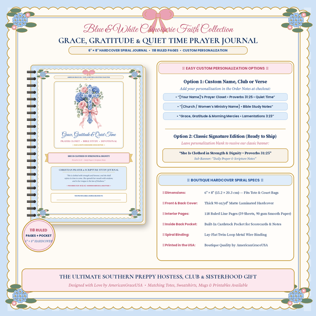 Personalized Grace Gratitude & Quiet Time — Boutique Flat-Lay & Custom Name or Scripture Personalization Guide Card