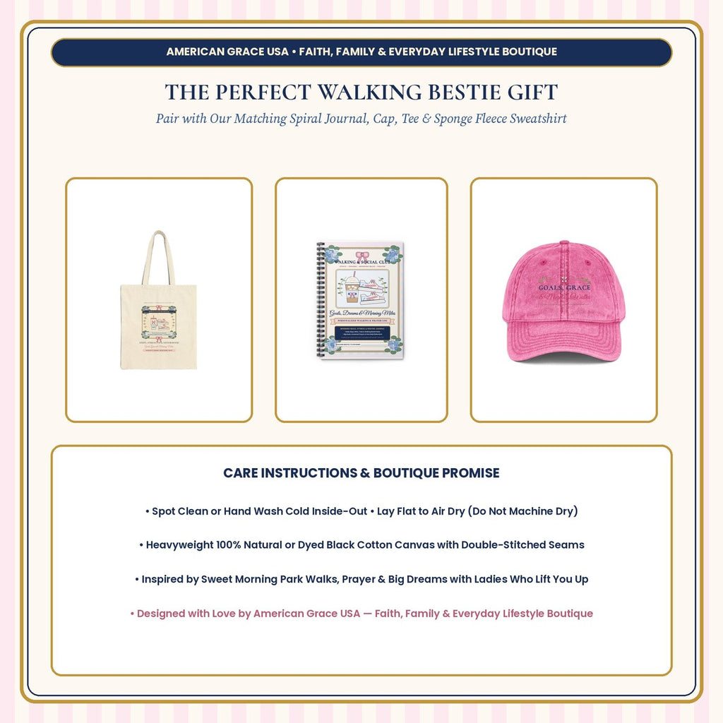 Walking Club Bestie Gift & Cotton Canvas Care Instructions Card