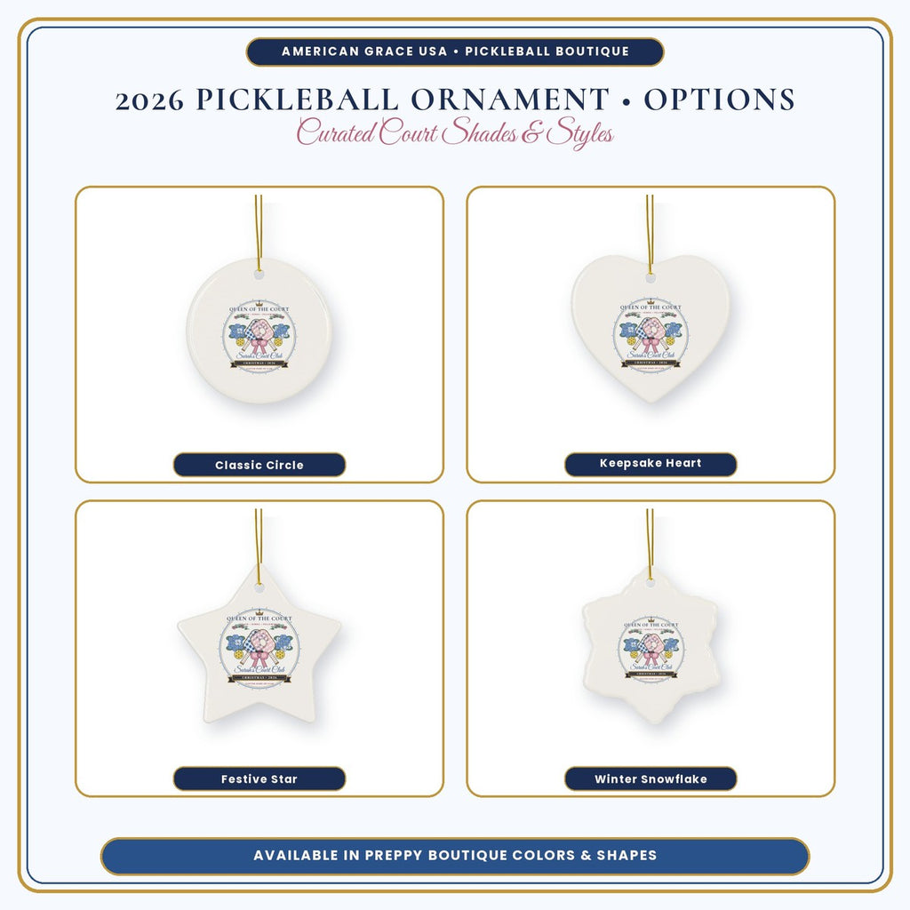 Personalized 2026 Pickleball Ceramic Ornament 4 Heirloom Shapes Comparison Grid