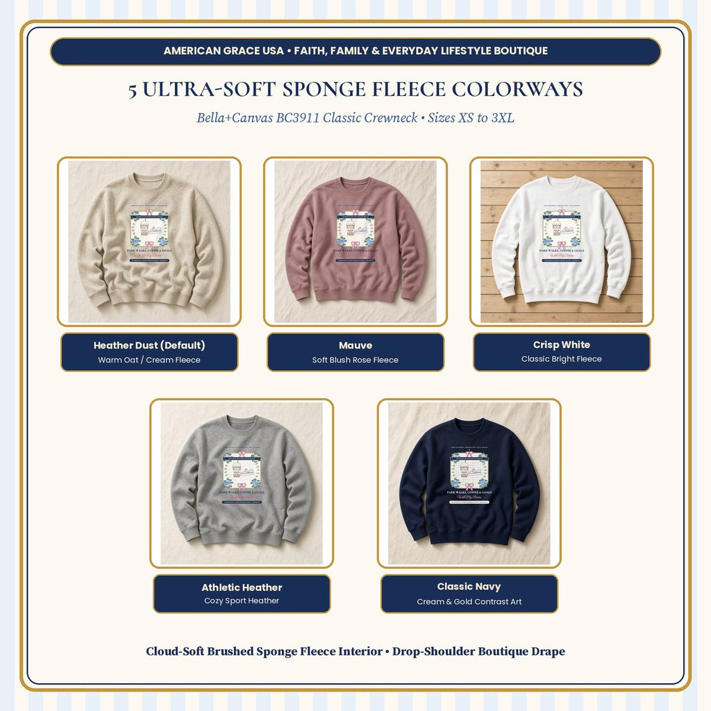 Bella+Canvas BC3911 Ultra-Soft Sponge Fleece Crewneck 5 Boutique Colorways Grid | American Grace USA