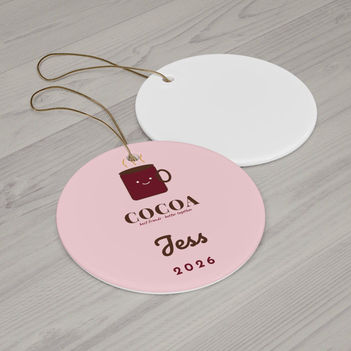 Cocoa and Marshmallow Ornament Personalized Best Friend Matching Ornament - Cocoa Christmas Tree Context View
