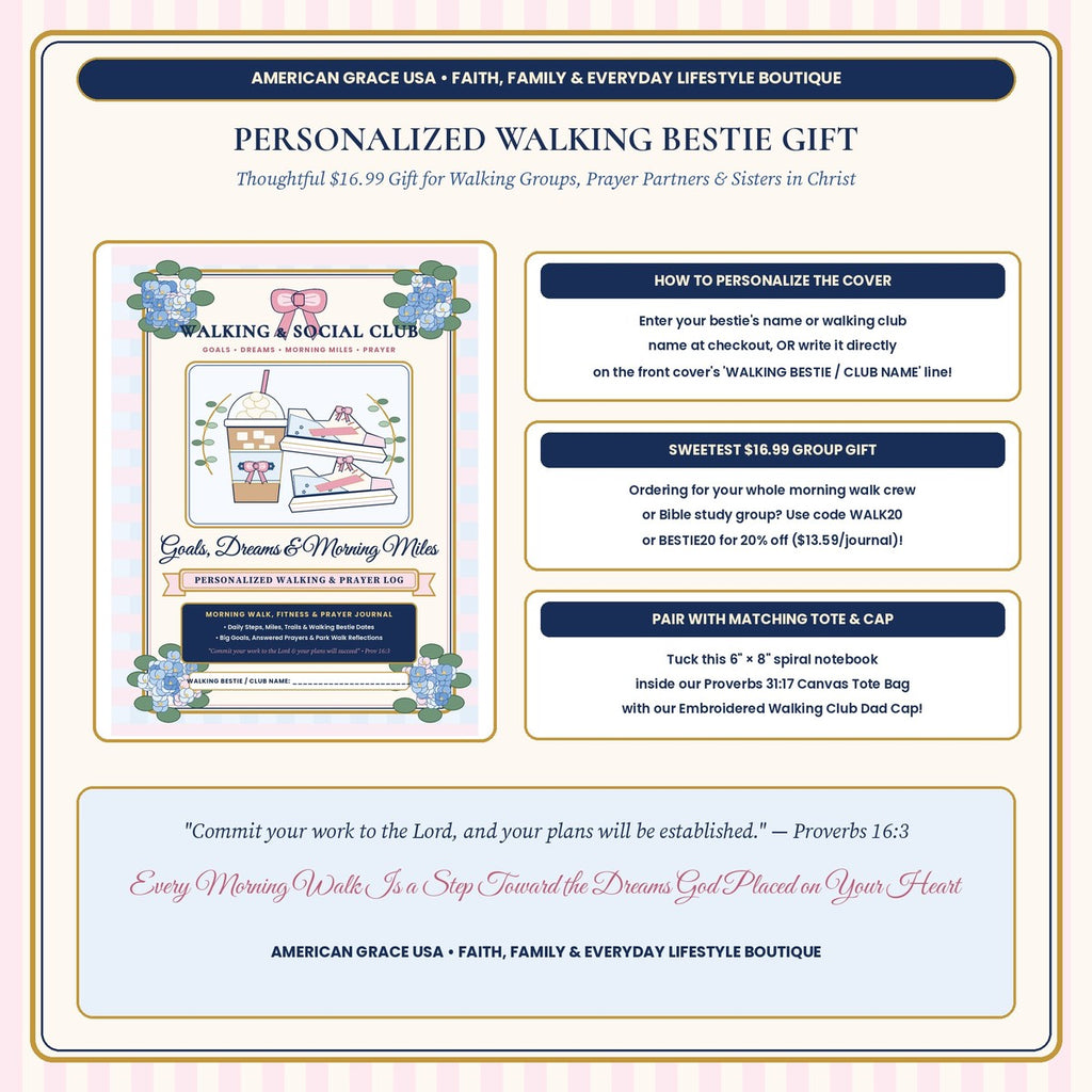 Personalized Walking Bestie Gift Callout & Proverbs 16:3 Card