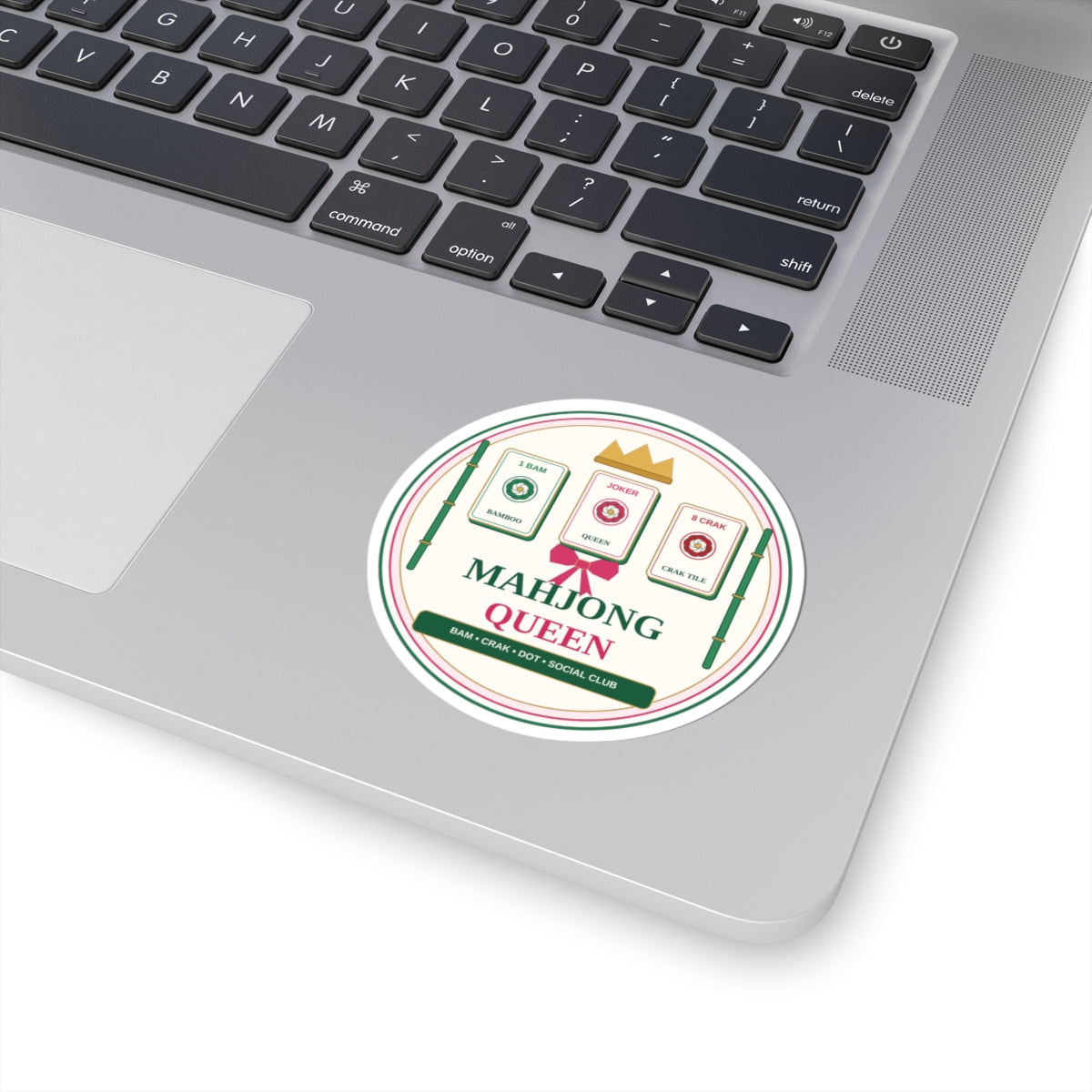 Mahjong Queen Bamboo & Tiles Kiss-Cut Sticker - Laptop Lifestyle View