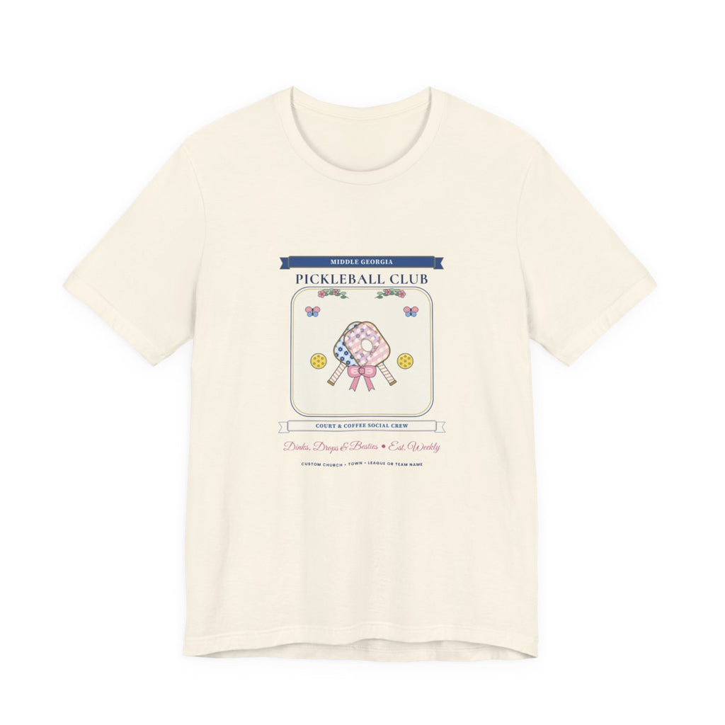 Personalized Pickleball Club Tee in Natural — Flat-Lay Front Mockup