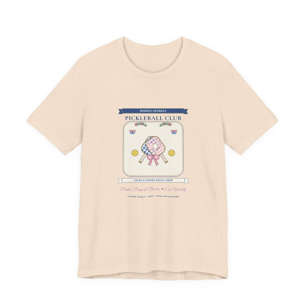 Personalized Pickleball Club Tee in Soft Cream — Flat-Lay Front Mockup