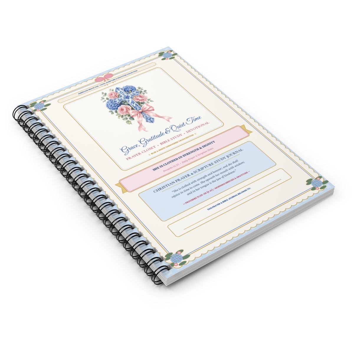 Personalized Grace Gratitude & Quiet Time — Perspective Tabletop Hardcover Notebook View