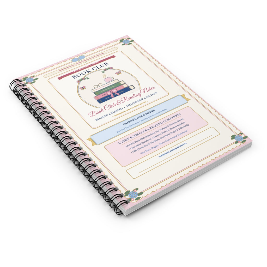 Personalized Book Club & Reading Notes Journal — Perspective Tabletop Hardcover Notebook View