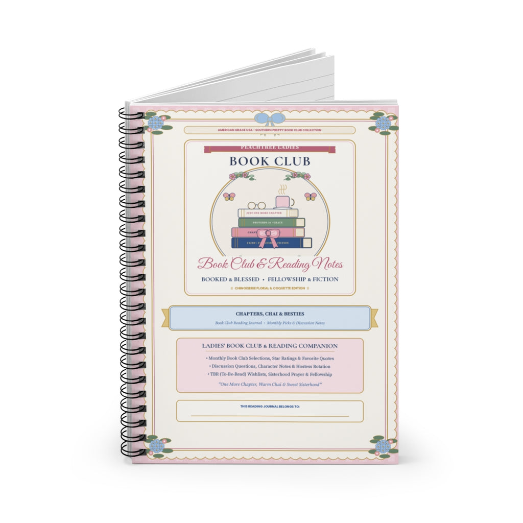 Personalized Book Club & Reading Notes Journal — Angled Upright Hardcover Spiral Notebook View
